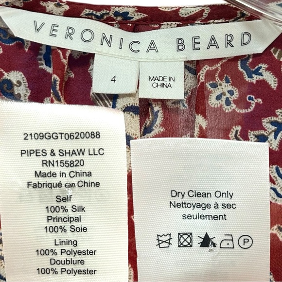 VERONICA BEARD, Women’s ‘Rosalia’ Silk Mini Dress in ‘Cranberry’ - Red, Size 4 - Picture 6 of 16